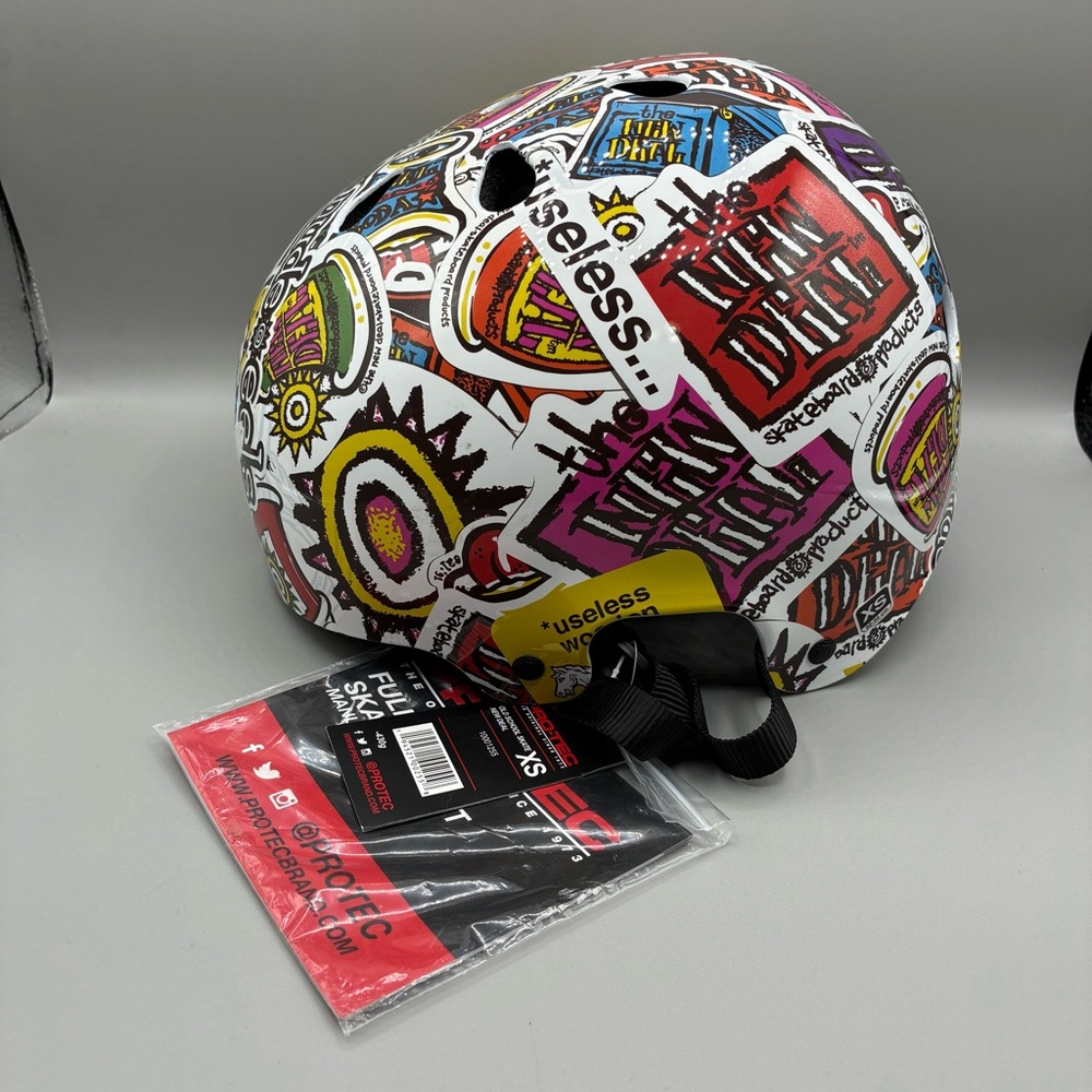 Pro-Tec X New Deal Old School Helmet Sticker Bomb Size XS Skateboarding